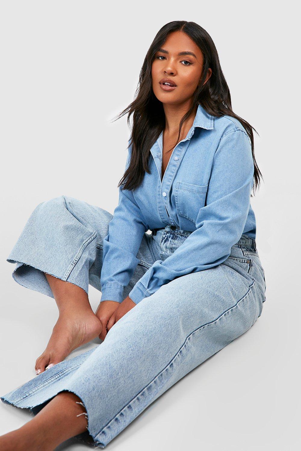 Grande taille Jean court large